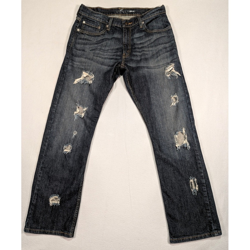 Signature by Levi Strauss Gold Label Straight Distressed Jeans Blue W34 L32